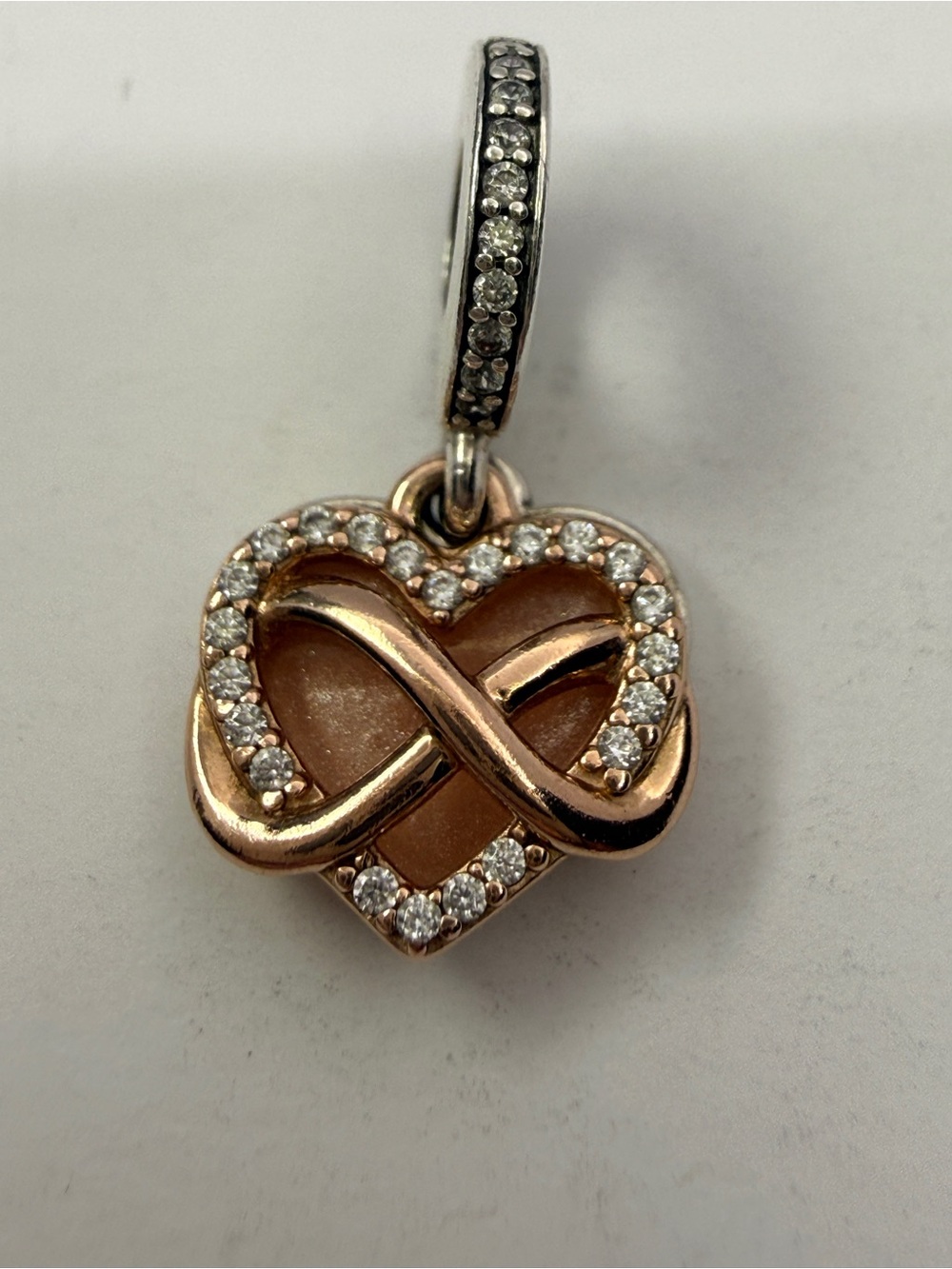 Pandora Sparkling Infinity Heart Dangle 788878C01 Rose Gold Plated S925 ALE